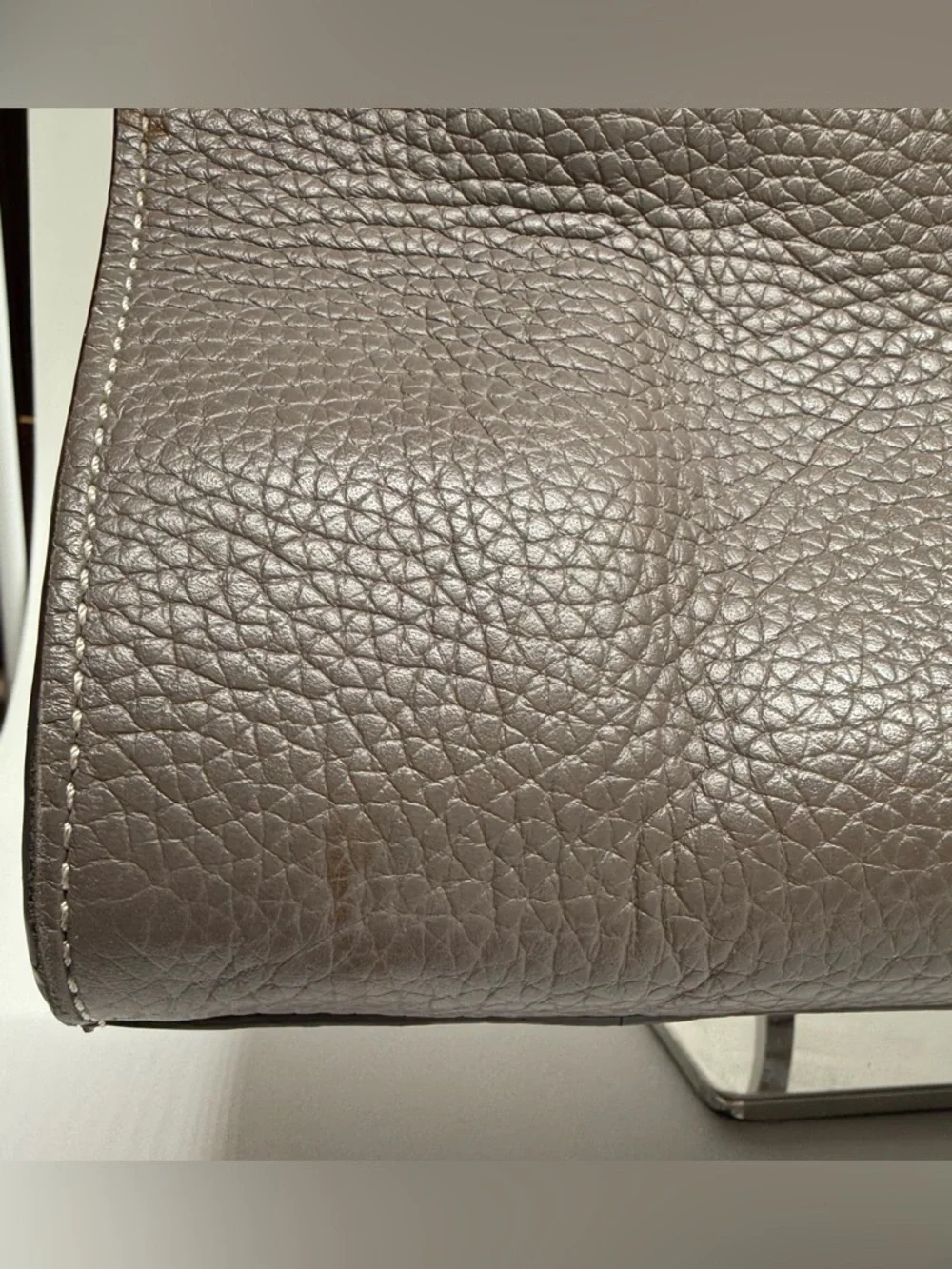 Dooney & Bourke Pebbled Leather Tote Gray Brown Tassel Shoulder Bag Large - Picture 10 of 13